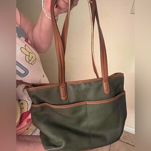 Rosetti Green and Brown Handbag